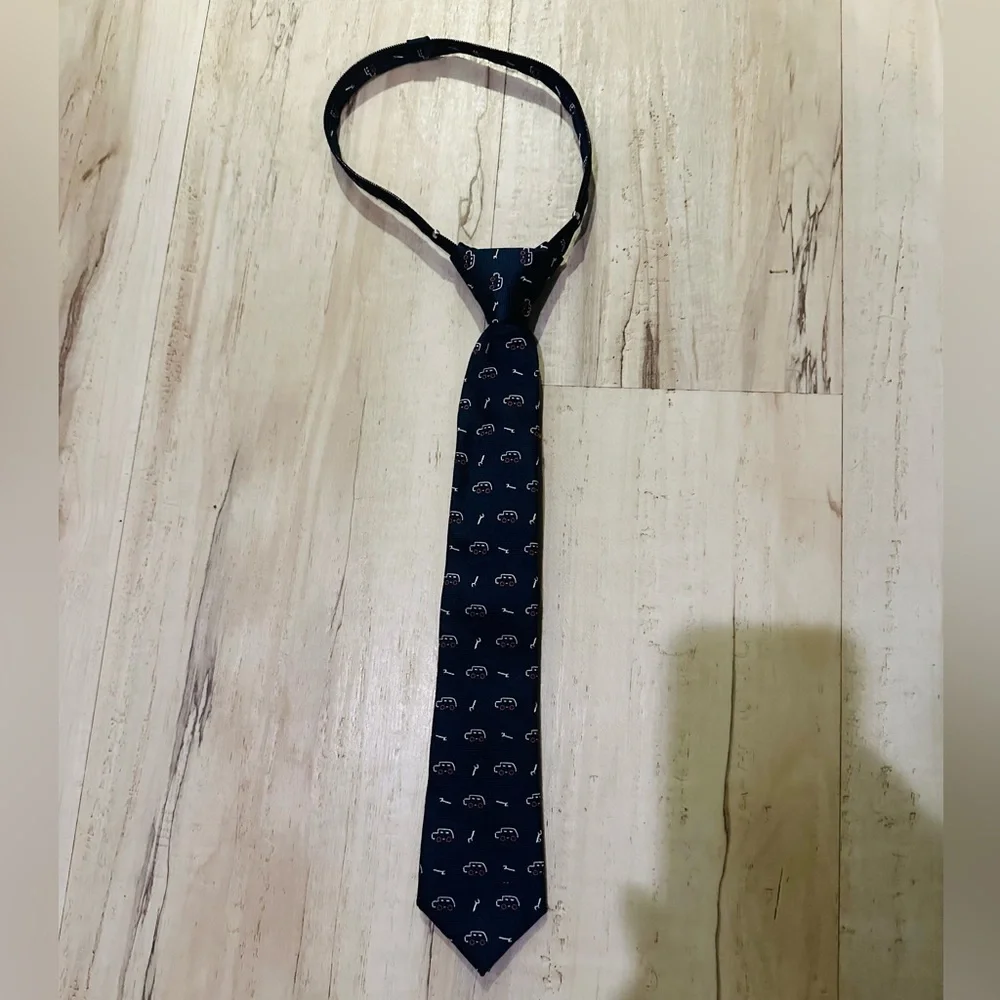 Nordstrom Classic Navy Patterned Zipper Tie for boys